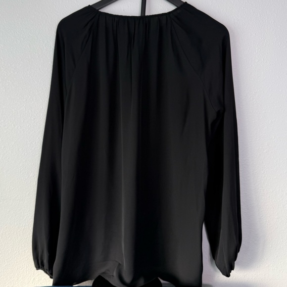 THEORY Silk Gathered Slit Neck Long Sleeve Blouse Top Size M - Picture 3 of 12